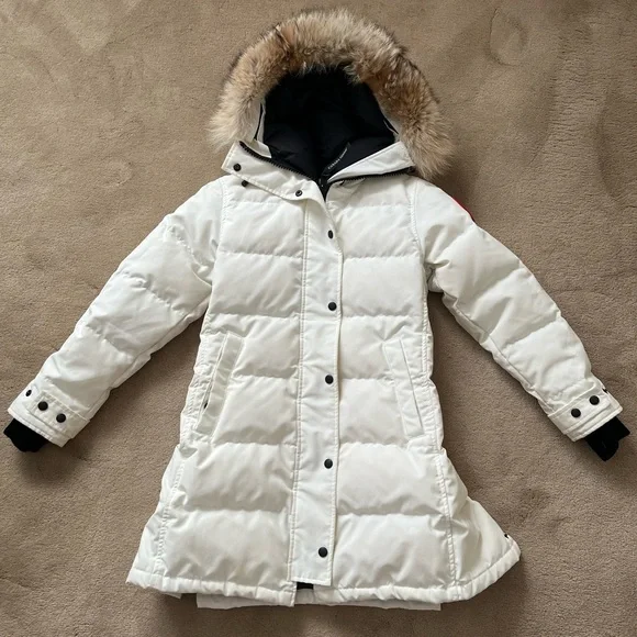 Canada Goose White Puffer Jacket with Fur Hood - Picture 2 of 16